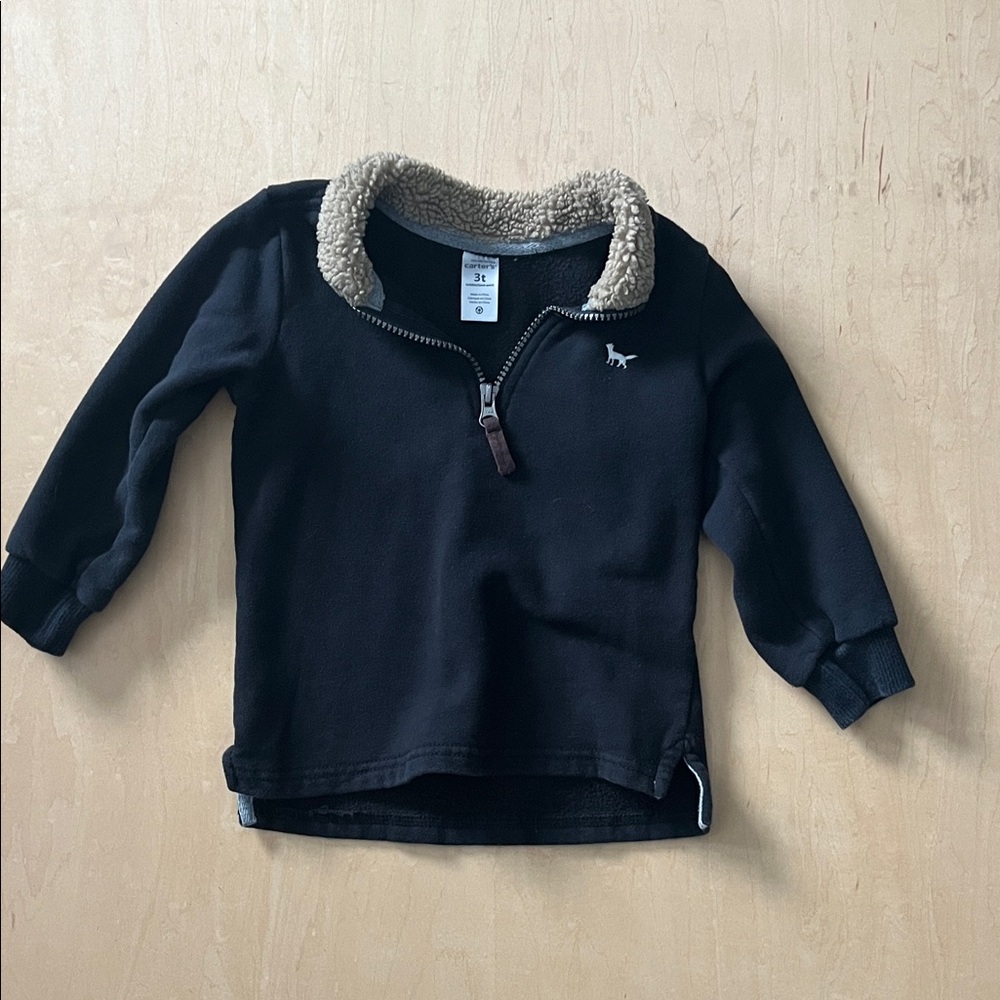Carter's Black Sweatshirt with Tan Sherpa Collar